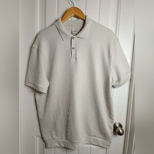 Zara Textured Knit Polo Sz Large Casual Classic Preppy Office Minimalist Money
